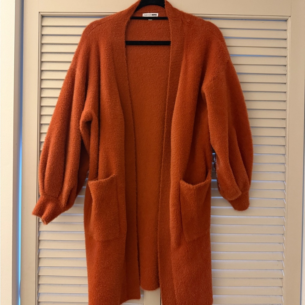 Cozy Orange Cardigan Sweater